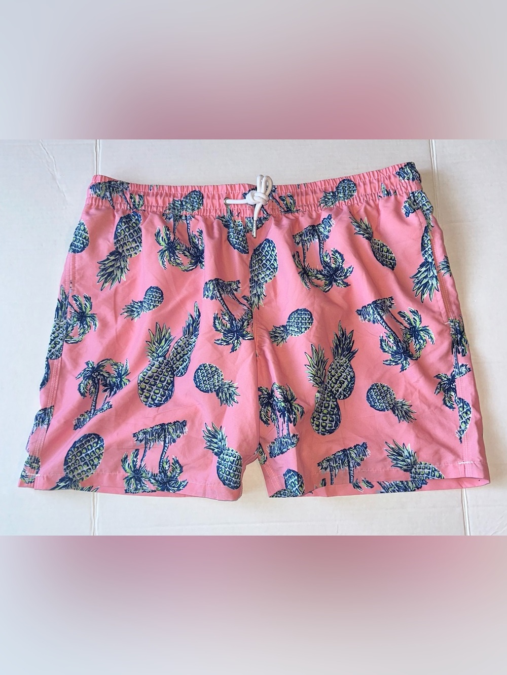 Slate & Stone Pink Pineapple Print Swim Trunks